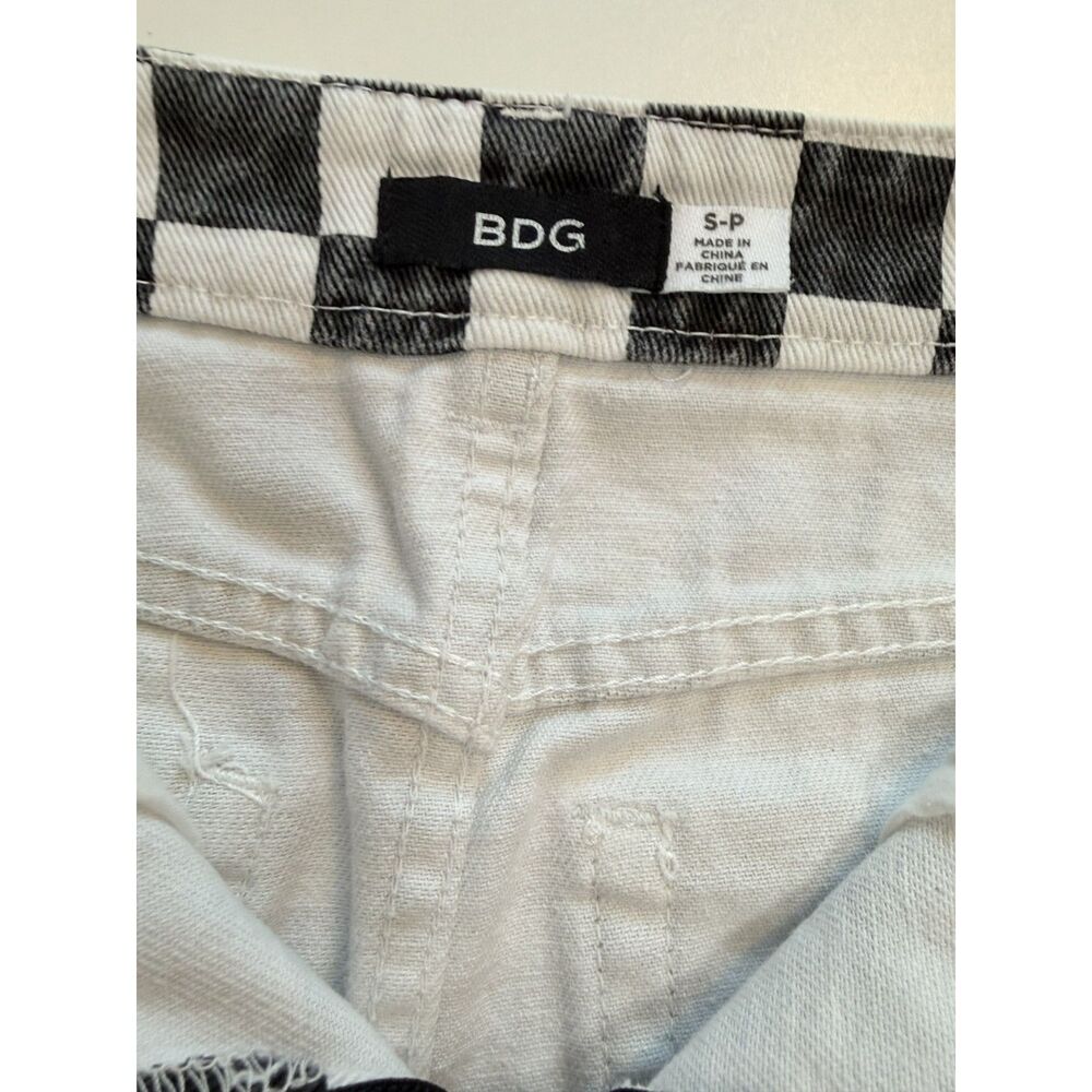 BDG Urban Outfitters Checkerboard Denim Mini Skirt Black White Small Cotton